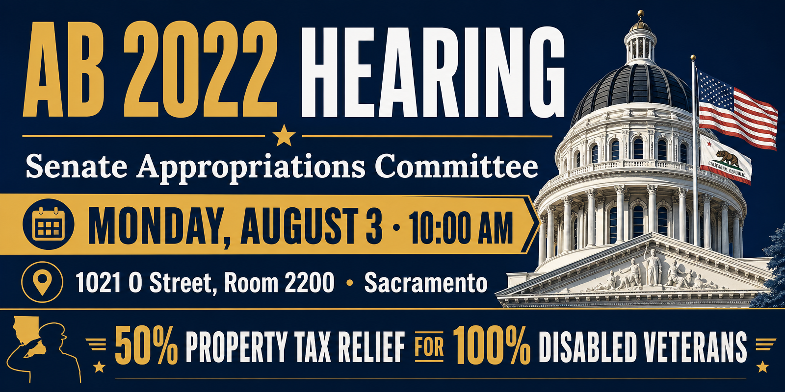 AB 2022 Hearing — Senate Appropriations (Final Stop Before Senate Floor)